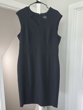 Black Sleeveless V-Notch Sheath Dress